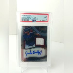 2021 Panini Select Jackie Bradley Jr. Auto Signature Materials /82 #SM-JB PSA 9